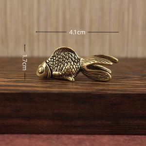 ของตกแต่งโต๊ะทำงานรูปปลาทองทองเหลืองวินเทจสุดน่ารัก งานฝีมือทองแดงแท้ - Product Image 4