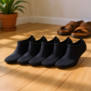 Chaussettes en bambou pour hommes, noires, fines, tricotées, respirantes, décontractées, pour tous les jours, été, taille 8-11.5 - Product Image 2