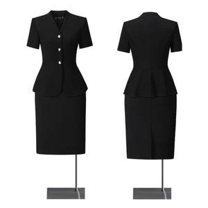 Women's V-neck Short Sleeve Blazer Skirt Suit Set Formal Summer Work Wear Commute Style My82322109 - Product Image 2