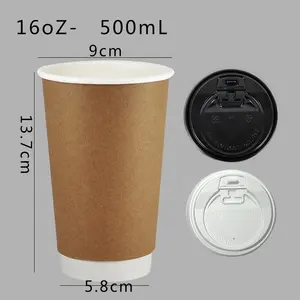 Kingwin 16 Oz Insulated Ripple Paper Hot Coffee Cups With Lids