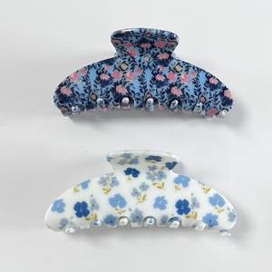 Nueva Pinza de Pelo con Diseño Floral Retro y Elegante Estampado de Tiburón, Hermosa Decoración de Pelo Acrílica para Uso Diario - Product Image 1