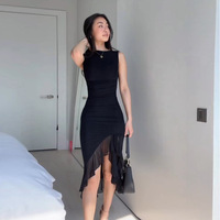 Robe mi-longue décontractée pour femme, nouvelle collection été, couleur unie, texture maille, plissée, personnalisable