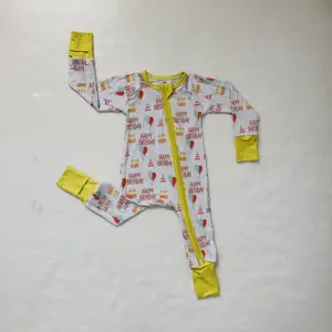 baby long sleeve hand foot fold cuff pink dinosaur print bamboo viscose zipper pajamas