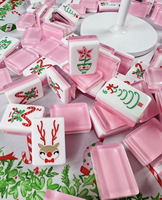 Jeu de Mahjong Américain Holly Jolly Christmas, 160 tuiles gravées, édition de Noël, design festif, tuiles de Mahjong de luxe
