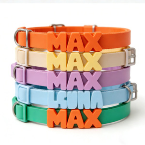 <span class=keywords><strong>Collar</strong></span> de Silicona PVC Personalizado de Fábrica OEM, de Lujo, Impermeable, con Letras, Accesorios para Perros y Gatos - Product Image 1