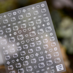 Cross-Border Xiaohongshu 3D Nail Stickers Dedo medio <span class=keywords><strong>Hello</strong></span> <span class=keywords><strong>Kitty</strong></span> Cat KT Style Thin Tough Hot Girl Ins Design - Product Image 5