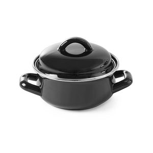 HENDI Pentola per Zuppa/Salsa Nera da 0,5L con Coperchio, Attrezzatura da Cucina Commerciale, Diametro 135mm X Altezza 105mm - Product Image 1