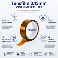 Ruban adhésif double face en polyimide (PI) 0,13 mm UL94 V-0, silicone des deux côtés, pour fixation de module de batterie et de chauffage, collage haute température