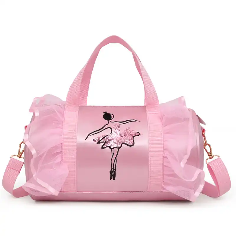 Bolsa de dança rosa bordada personalizada, meninas, bolsa de dança, academia, dança, para crianças