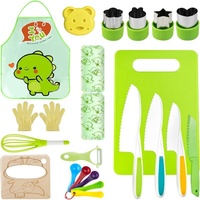Petits ustensiles de cuisine, ensemble de 19 pièces en plastique, couteaux pour enfants, planche à découper, grattoir à gâteau, ensemble de pâtisserie