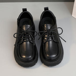 K1802 LYKU Mocassins pour femmes à bout rond, antidérapants, à lacets, noirs, style rétro, plateforme, pour l'été, l'automne et le printemps - Product Image 4