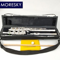 MORESKY 17 Open Holes C Key Flute Cupronickel Silver Plated with E Key Carved Pattern Brass Made in China MFL-803