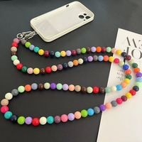 Sangle bandoulière perlée colorée style influenceur, chaîne détachable avec clip de fixation, longueur 120 cm, pour sacs et étuis de téléphone
