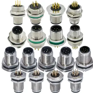 M12 A Code Stecker Buchse 3 4 5 8 12 17-polige Steckdose Metall Metall vorne hinten Verriegelung Befestigte Leiterplatte montage M12-Steckverbinder