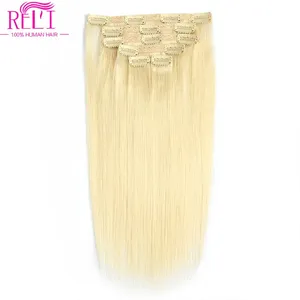 Wholesale Double Drawn invisible Clip In Human Hair Extension Real Remy Brazilian hair seamless clip in hair extension