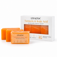 Savon éclaircissant au curcuma et à l'acide kojique, marque privée, lot de 3, 140g, pour les taches brunes et le teint terne