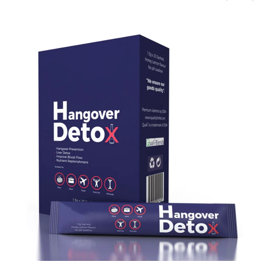 Private Label After Drink Hangover Cure Drink Supplement Party Recovery Liver Protection Hangover Detox 20 Sachets