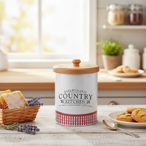 2.1L <b>round</b> Vintage Bee & Laurel Elegance Tin Storage <b>Box</b> 140x150mm Recyclable Food Grade Tinplate with Embossed Knob Handle - Product Image 3