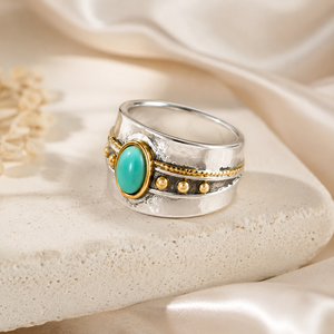 Anello Vintage Bicolore, Anello di Tendenza, Accessorio per Dito in Stile Classico, Design Retrò - Product Image 4
