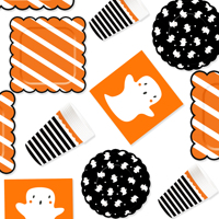 Ensemble de vaisselle en papier, gobelets et serviettes sur le thème des fantômes d'Halloween DAMAI pour la décoration de table d'Halloween
