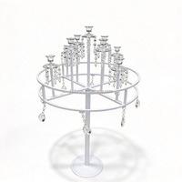 Candélabre de table moderne en métal blanc avec pendentif en cristal pour décoration de table de mariage, dîner, hôtel, banquet