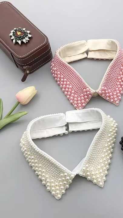 Luxury Women Detachable Neck Collar With Beads Motifs at Collar Corners