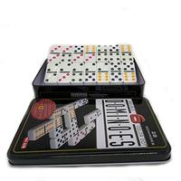 Jeu de dominos en mélamine de haute qualité dans une boîte en fer blanc attrayante
