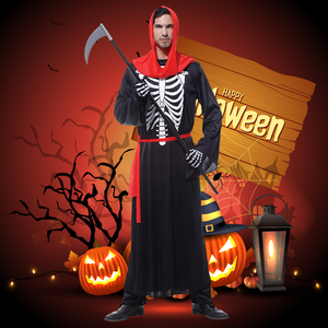 Disfraz de Halloween para hombre <span class=keywords><strong>Grim</strong></span> <span class=keywords><strong>Reaper</strong></span> con guantes adultos esqueleto fantasma muerte disfraz de terror - Product Image 2