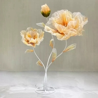EG-VK039 Décoration de mariage Scène Fleurs artificielles géantes en organza de soie faites à la main Simulation automatique de pivoines