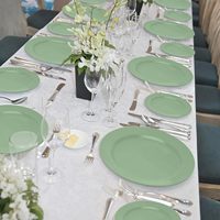 Paquete de 50 Platos Desechables Ecológicos Libres de BPA, Color Verde Salvia, 25 Platos para Cena (10.25 Pulgadas), 25 Platos para Postre/Ensalada (7.5 Pulgadas), para Eventos Escolares