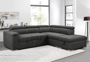 Modern 2 in 1 Convertible Sofa <strong>Bed</strong> with Let Out <strong>Bed</strong> Chaise <strong>Lounge</strong> L Shaped <strong>Couches</strong> with Storage Ottoman Adjustable Headrest - Product Image 6