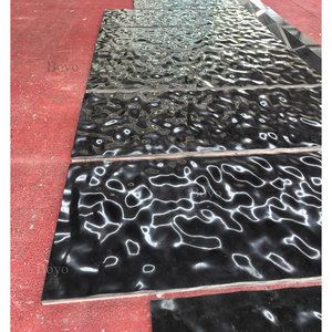 Ubin Lantai Marmer Mewah Bergaya Beralur 3D Permukaan Bergelombang Nero <span class=keywords><strong>Marquina</strong></span> Ubin Marmer Cair Hitam - Product Image 5
