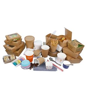 Disposable Eco Friendly French Fries Packaging Round Take Away Biodegradable Salad Kraft Paper Fast Food Pail Container With Lid