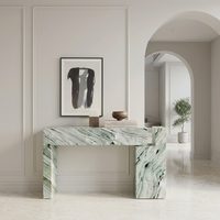 Tables consoles de luxe italiennes de style ferme moderne avec plateau en marbre naturel et meuble en bois de bouleau, meubles de salon durables pour entrée de villa
