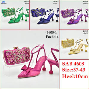 Chaussures et sacs à talons hauts de mariée nigérians 10 <span class=keywords><strong>cm</strong></span> sac en cristal intalien de fête de mariage avec chaussures assorties - Product Image 6