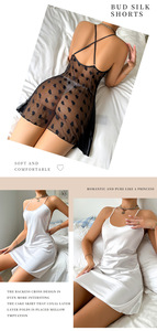 Pigiama da donna con spalline a cuore in pizzo Sexy in seta di ghiaccio su misura senza schienale da notte vestiti da casa con bretelle da donna - Product Image 4