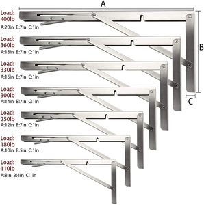 20 inch gấp Kệ chân đế, nhiệm vụ nặng nề treo tường Kệ khung, <span class=keywords><strong>2</strong></span> Gói, màu đen - Product Image 1