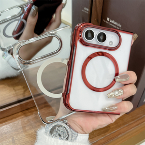 เคสใสขอบชุบเคลือบแม่เหล็กสำหรับ iPhone Duo Fold รองรับการชาร์จไร้สาย ป้องกันการกระแทก ฝาหลังใส PC - Product Image 4
