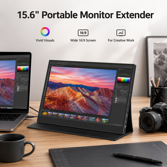 15.6 Inch Portable Monitor Extender for Laptop 1080P 144Hz USB-C HDMI Travel Display with VESA Mount