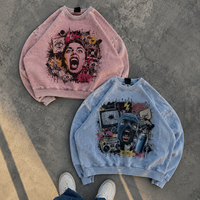 Sweat-shirt court personnalisé pour homme en molleton bouclette délavé à l'acide avec impression pop art en relief – Fournisseur de vêtements streetwear personnalisés