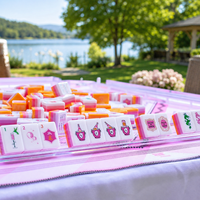 Jeu de Mahjong Américain Classique Moderne Orange Champagne en Acrylique à Quatre Couches de Haute Qualité pour Divertissement Familial en Extérieur