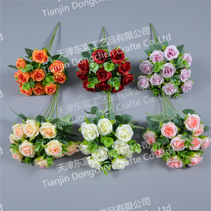 Flores de rosa de seda de alta calidad para ramo de boda ramo de rosas de Dólares artificiales nupciales - Product Image 3