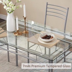Glass-finished dining <b>table</b> and chair set, simple and elegant, suitable <b>for</b> home, <b>kitchen</b>, apartment, rental, and <b>small</b> - Product Image 4