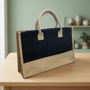 Bolsa de Yute Reutilizable Mediana Personalizada con Asa de Cuerda y Correa para el Hombro, Bolsa de Compras Ecológica con Práctico Bolsillo Exterior para - Product Image 3