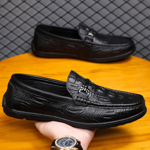 <span class=keywords><strong>Mocasines</strong></span> de Cuero Suave con Patrón de Cocodrilo para Hombre, Zapatos Casuales con Hebilla Metálica para Negocios y Desplazamientos - Product Image 3