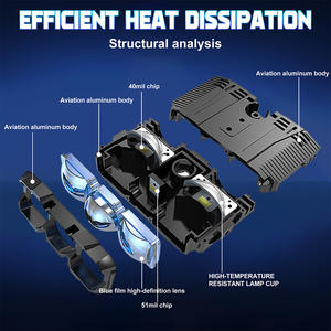 Nuevo foco GM01 12V LED Amarillo <span class=keywords><strong>Blanco</strong></span> de doble Color con lente de tres ojos de alta potencia 100W 200W 60000LM foco para faros de coche - Product Image 5