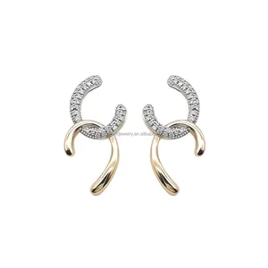 Nature Diamond Earrings Jewelry Trendy Cute Heart Shape 14K Au585 Solid Gold Earrings Fine Jewelry For Women Wedding GIft