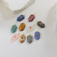 Pendentif élégant haut de gamme en pierre naturelle, cristal rose, œil de tigre, pierre de lune, losange étincelant, plaqué cuivre, breloques DIY