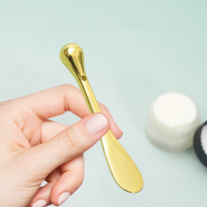 Private Label Laser Custom Logo crema per gli occhi per il viso maschera metallo oro rosa Mini trucco cosmetico doppio testa cucchiaio - Product Image 2