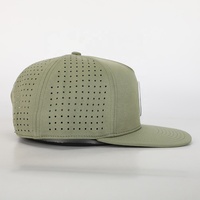 사용자 정의 남성 5 패널 PVC 패치 로고 육군 녹색 플랫 챙 Gorras 스냅백 캡, 방수 레이저 컷 구멍 천공 모자